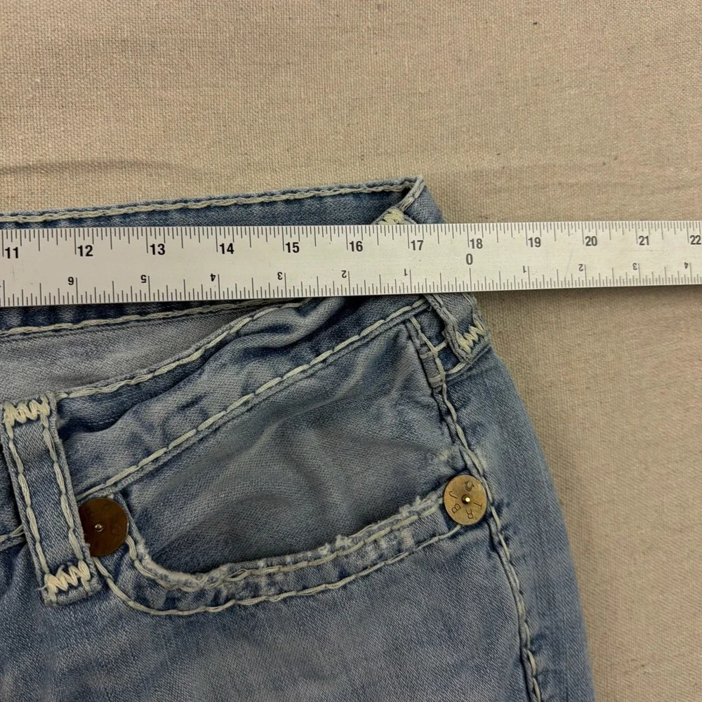 VTG True Religion Billy Super T Jeans 38 Blue Distressed Bootcut Contrast Stitch